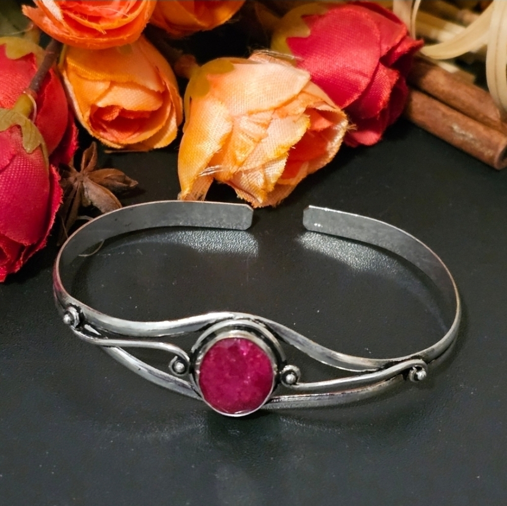 Ruby cuff bracelet - love, passion, protection, and wealth